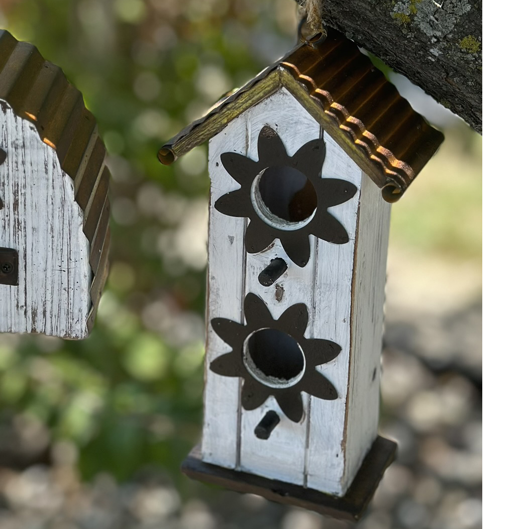 BIRDHOUSE KANSAS FLOWER TALL 5.25IN X 3.5IN X 10IN METAL/WOOD